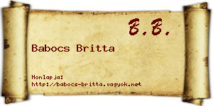 Babocs Britta névjegykártya